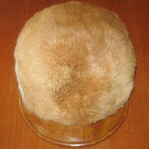 Vintage United Hatters Fur Cap w Faux Leather Bill Union Made USA Chic Style